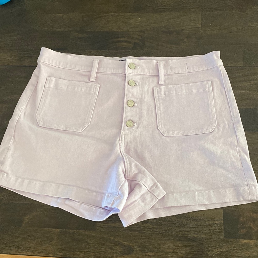 JCREW lilac high rise denim shorts